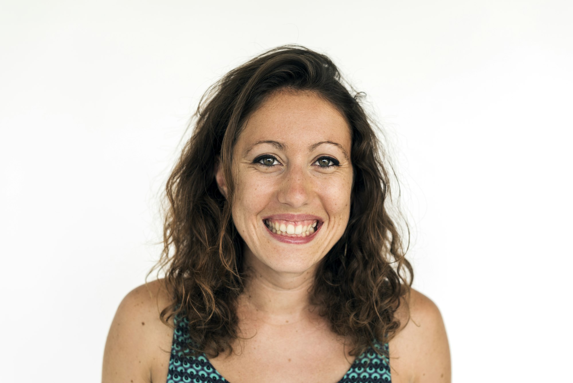 Caucasian woman smiling face expression headshot portrait